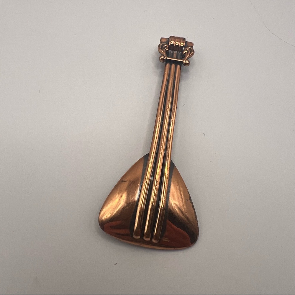 Vintage Renoir Copper Balalaika Mandolin Guitar Instrument Brooch